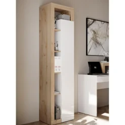 3S. x Home Colonne 1 porte 3 étagères bois niches Discount