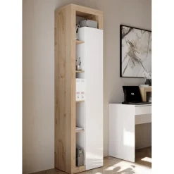 3S. x Home Colonne 1 porte 3 étagères bois niches Discount