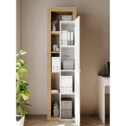 3S. x Home Colonne 1 porte 3 étagères bois niches Discount