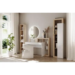 3S. x Home Colonne 1 porte 3 étagères bois niches Discount