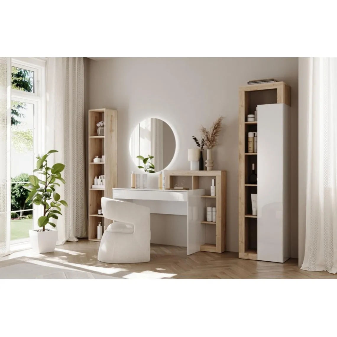 3S. x Home Colonne 1 porte 3 étagères bois niches Discount