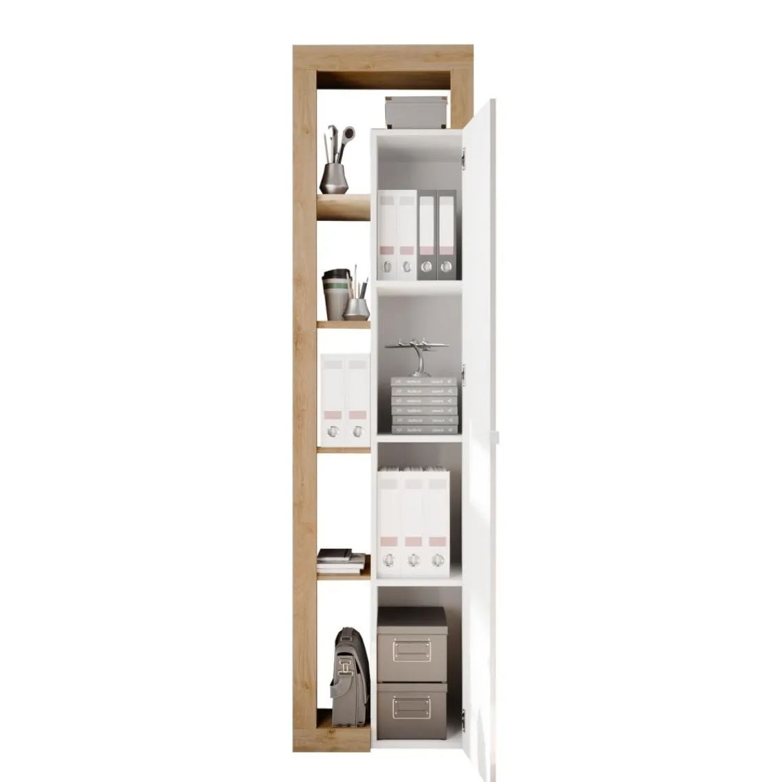 3S. x Home Colonne 1 porte 3 étagères bois niches Discount