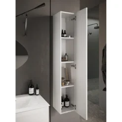3S. x Home Colonne de rangement salle de bain 1 Porte Miroir L40xH195 cm Best
