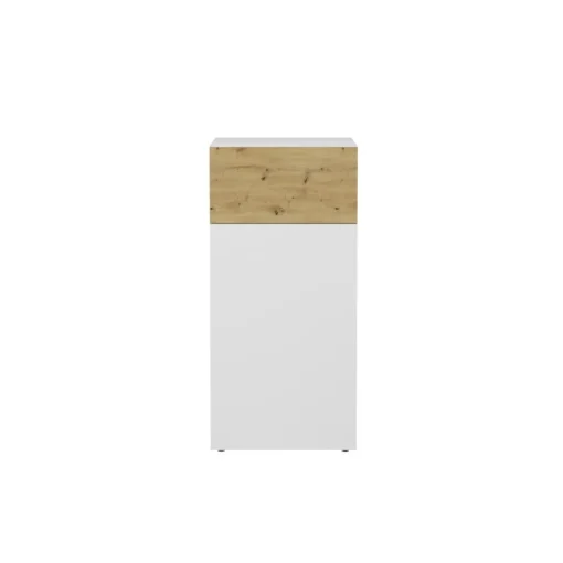 3S. x Home Commode 1 porte 1 tiroir BELM 6 blanc et naturel Best