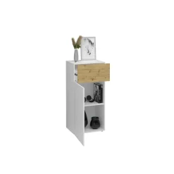 3S. x Home Commode 1 porte 1 tiroir BELM 6 blanc et naturel Best