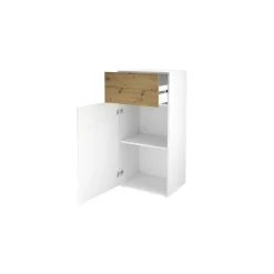 3S. x Home Commode 1 porte 1 tiroir BELM 6 blanc et naturel Best