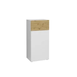 3S. x Home Commode 1 porte 1 tiroir BELM 6 blanc et naturel Best