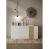 3S. x Home Commode 3 portes Blanc lacqué brillant chene Clearance