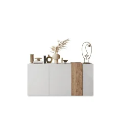 3S. x Home Commode 3 portes Blanc lacqué brillant chene Clearance
