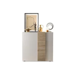 3S. x Home Commode 2 portes Blanc lacqué brillant chene Clearance