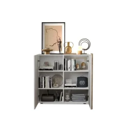 3S. x Home Commode 2 portes Blanc lacqué brillant chene Clearance