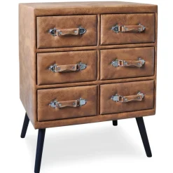 3S. x Home Commode 6 tiroirs Bardo Simili P.U. Marron Online