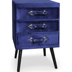 3S. x Home Commode 3 tiroirs Bardo Velours Bleu
