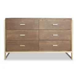 3S. x Home Commode 6 tiroirs Edgar Bois Marron et Métal Or Sale