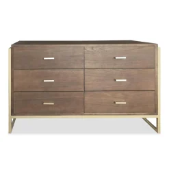 3S. x Home Commode 6 tiroirs Edgar Bois Marron et Métal Or Sale