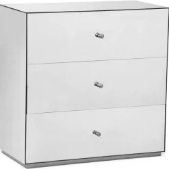 3S. x Home Commode 3 Tiroirs NARCISSAL En Miroir Pied Argent Best