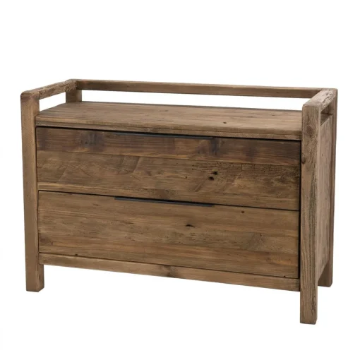 Macabane Commode ANDRIAN 2 Tiroirs Bois Pin Recyclé New