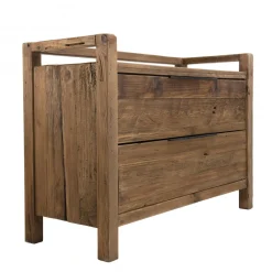 Macabane Commode ANDRIAN 2 Tiroirs Bois Pin Recyclé New