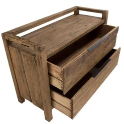 Macabane Commode ANDRIAN 2 Tiroirs Bois Pin Recyclé New