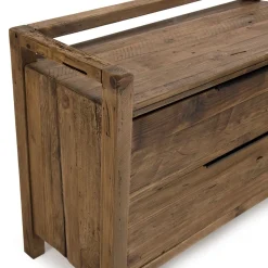 Macabane Commode ANDRIAN 2 Tiroirs Bois Pin Recyclé New