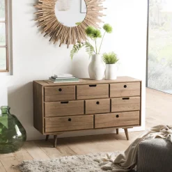 Macabane Commode ANDY Scandi Bois 8 Tiroirs Sapin Outlet
