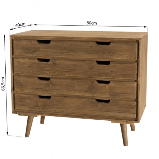 Macabane Commode ANDY Scandi Bois 4 Tiroirs Sapin