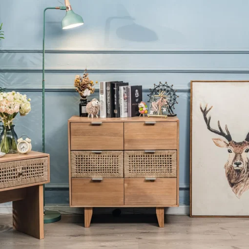 Nordlys Commode Chambre Scandinave Bois 3 Tiroirs Rangement Marron Outlet