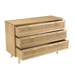 Macabane Commode couleur naturel 3 tiroirs cannage RODRIGO Beige Hot