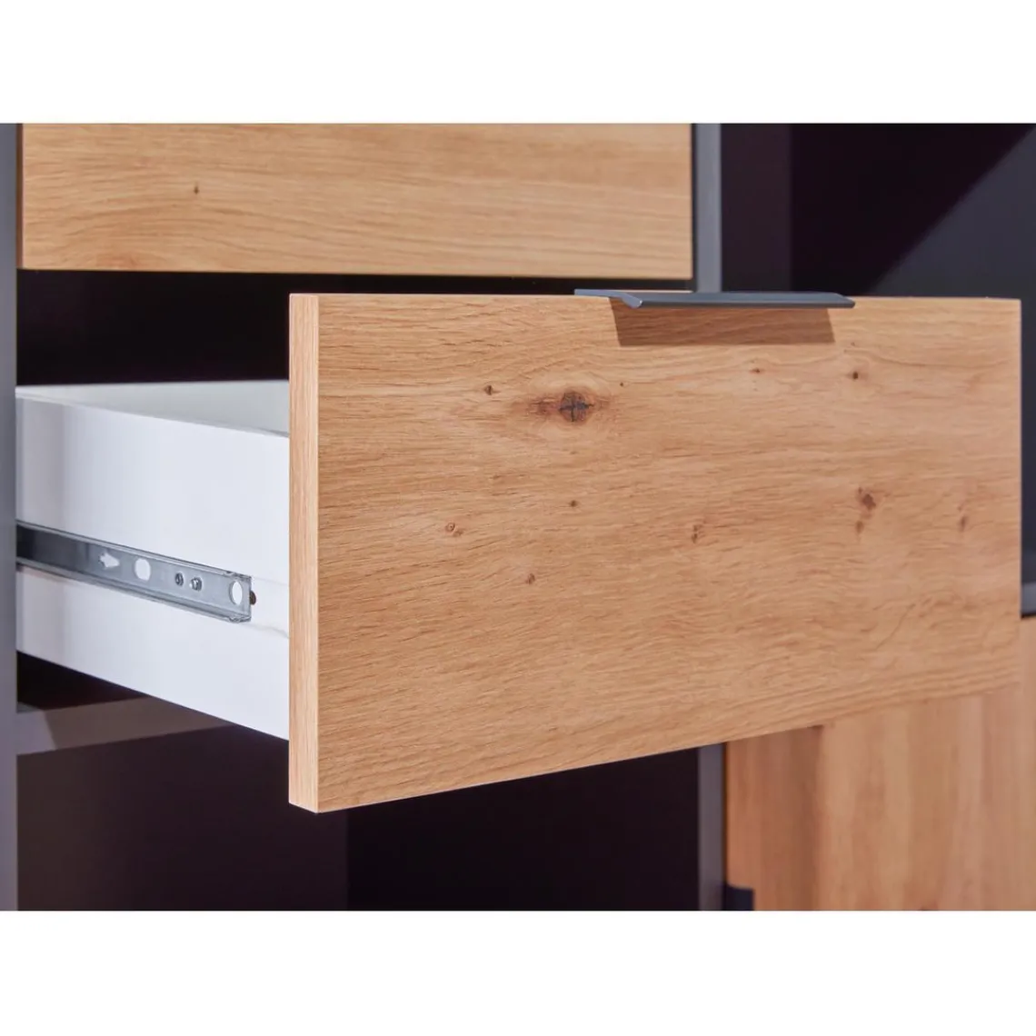 3S. x Home Commode PEPETO 2 portes & 2 tiroirs coloris chêne Artisan /anthracite