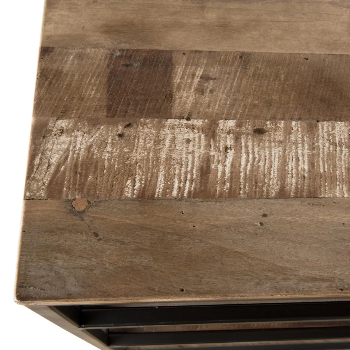 Macabane Console 4 niveaux en teck recyclé acacia mahogany métal noir Discount