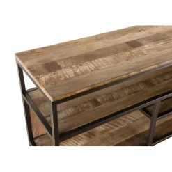 Macabane Console 4 niveaux en teck recyclé acacia mahogany métal noir Discount