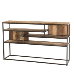 Macabane Console 4 niveaux en teck recyclé acacia mahogany métal noir Discount