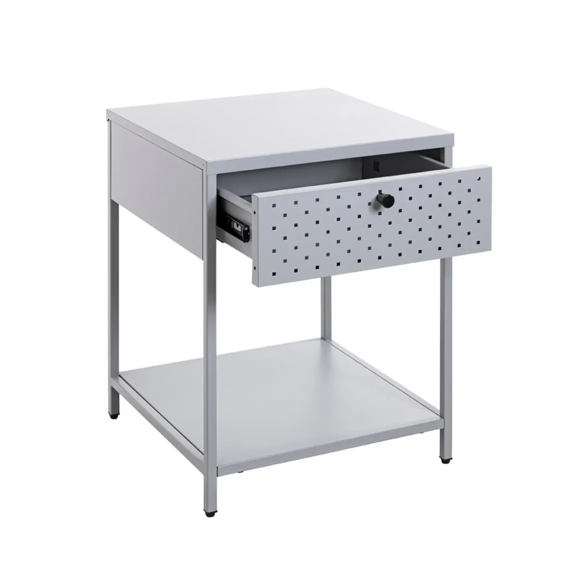 3S. x Home Console 1 tiroir et 1 etagère en métal gris Hot