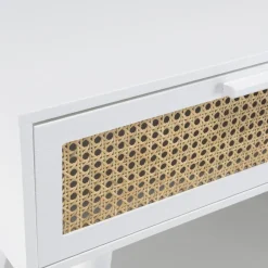 Macabane Console blanche 2 tiroirs cannage naturel Online