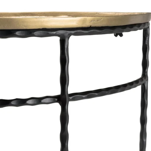Macabane Console demi-lune 90x36cm alu doré pieds métal noirs torsadés JOHAN Hot