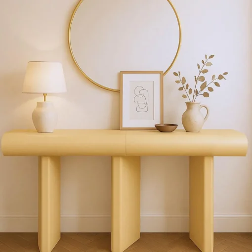 3S. x Home Console design 2 tiroirs avec pieds obliques Mezade Beige Discount