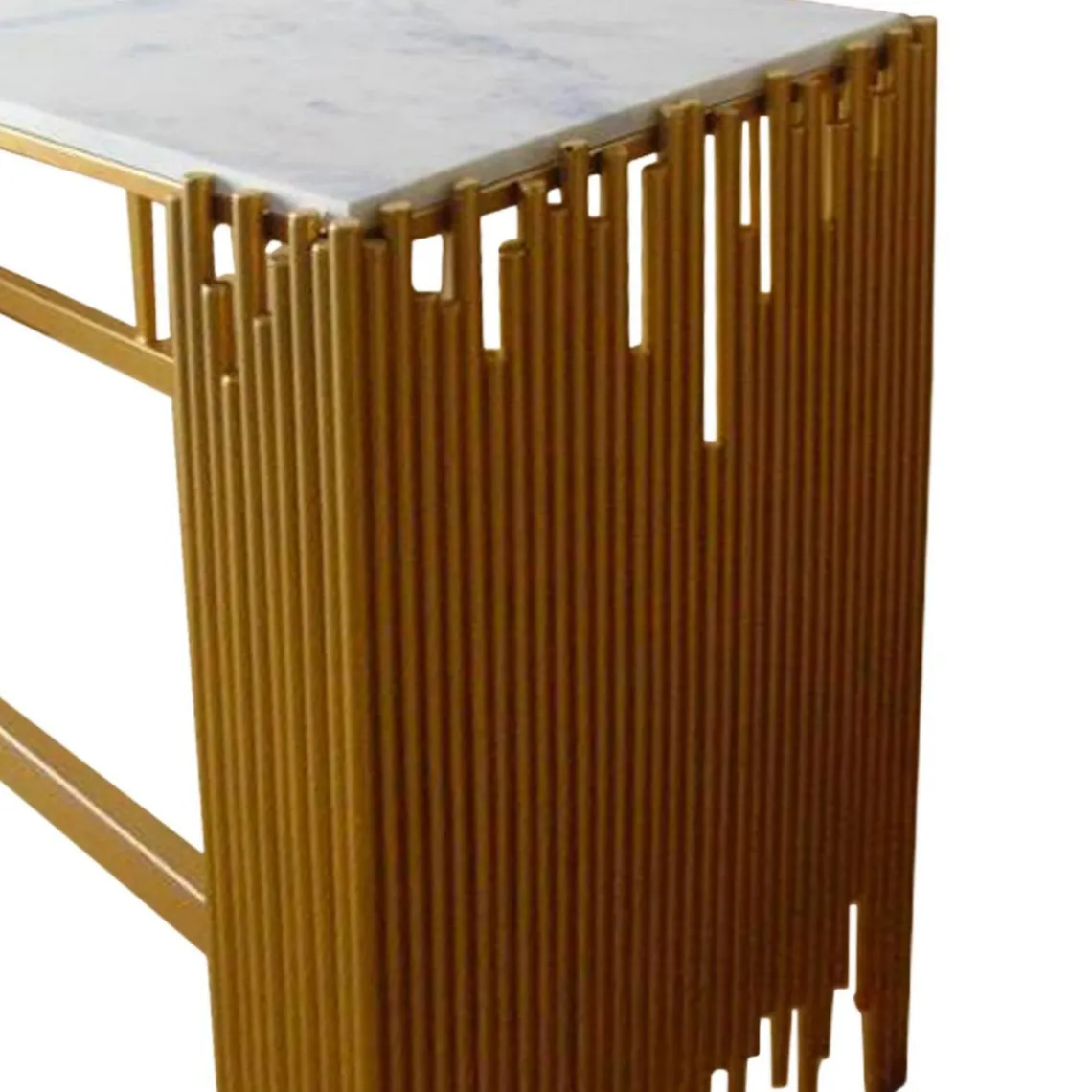 3S. x Home Console Design FALBALA En Marbre Blanc Et Métal Or Doré Outlet