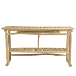 Macabane Console double plateau en branches de Teck naturel WILL Beige Sale