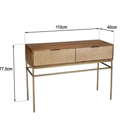 Macabane Console en bois de manguier 2 tiroirs motifs ethniques ALIX Hot