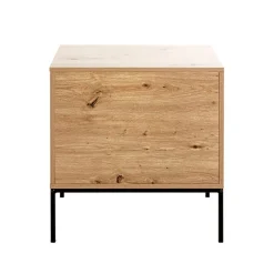 3S. x Home Console en métal avec corps décor chêne et tiroir décor noir