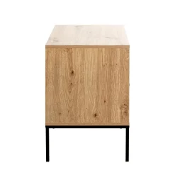 3S. x Home Console en métal avec corps décor chêne et tiroir décor noir
