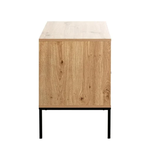 3S. x Home Console en métal avec corps décor chêne et tiroir décor noir