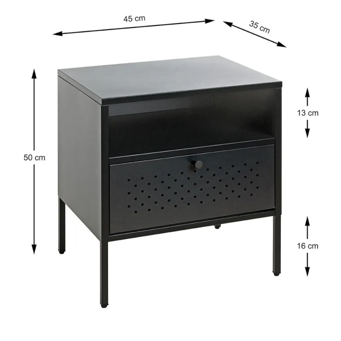 3S. x Home Console en métal avec tablette et tiroir noir Hot