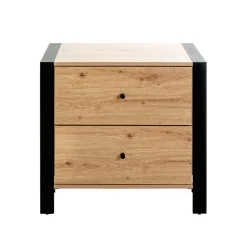 3S. x Home Console en métal noir avec 2 tiroirs décor chêne Clearance