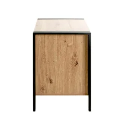 3S. x Home Console en métal noir avec 2 tiroirs décor chêne Clearance