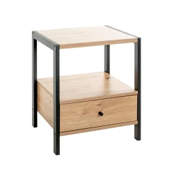 3S. x Home Console en métal noir étagères et tiroir décor chêne Clearance