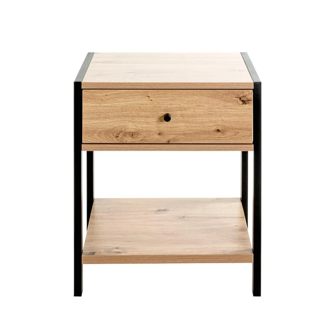 3S. x Home Console en métal noir étagères et tiroir décor chêne Clearance