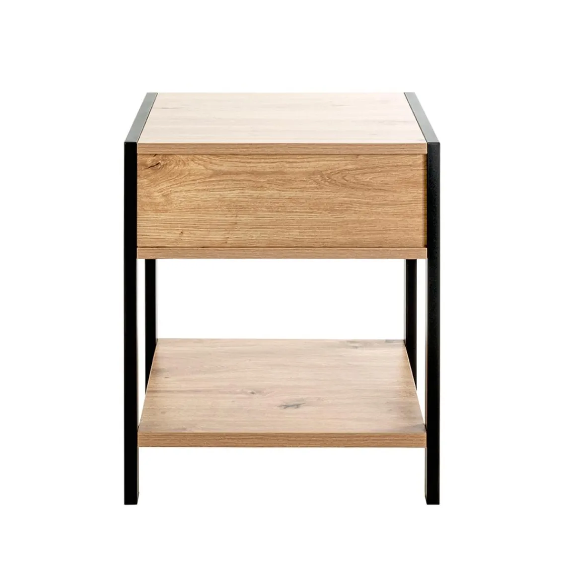 3S. x Home Console en métal noir étagères et tiroir décor chêne Clearance