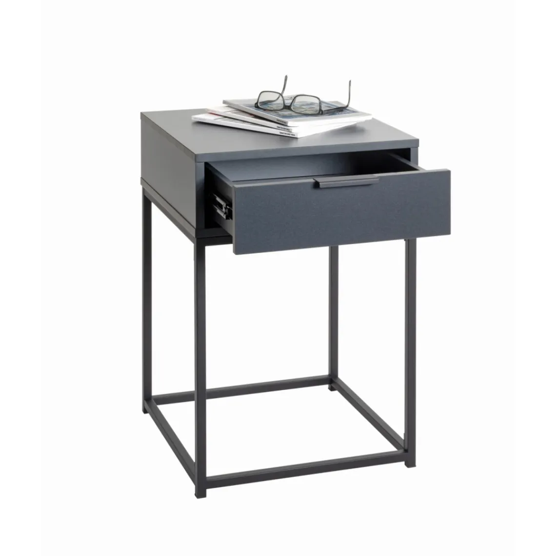 3S. x Home Console en panneau de particules avec décor en anthracite tube d'acier peint par poudrage en noir Sale