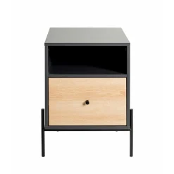 3S. x Home Console en tube d 'acier peint en noir par poudrage corps en MDF décor chêne naturel Clearance